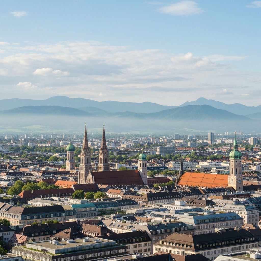 München Skyline mit Alpenblick - Immobilienmarkt Bayern