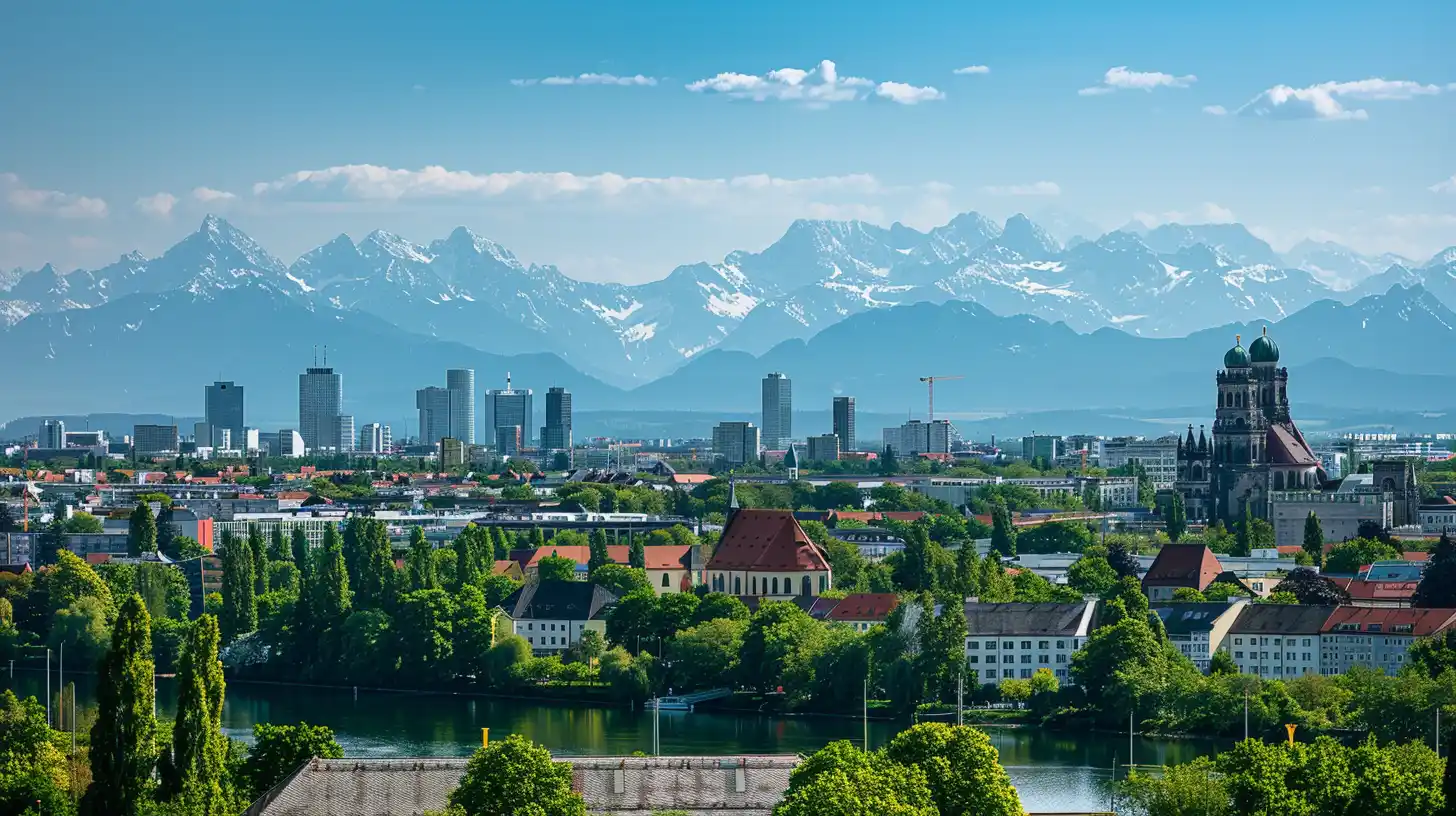 München Skyline mit Alpenblick - Immobilienmarkt Bayern
